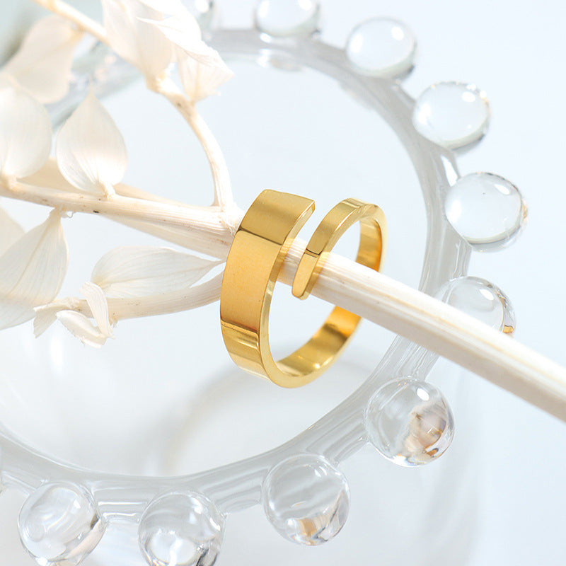 Modern Minimalist 18K Gold Plated Steel Twist Ring for Women