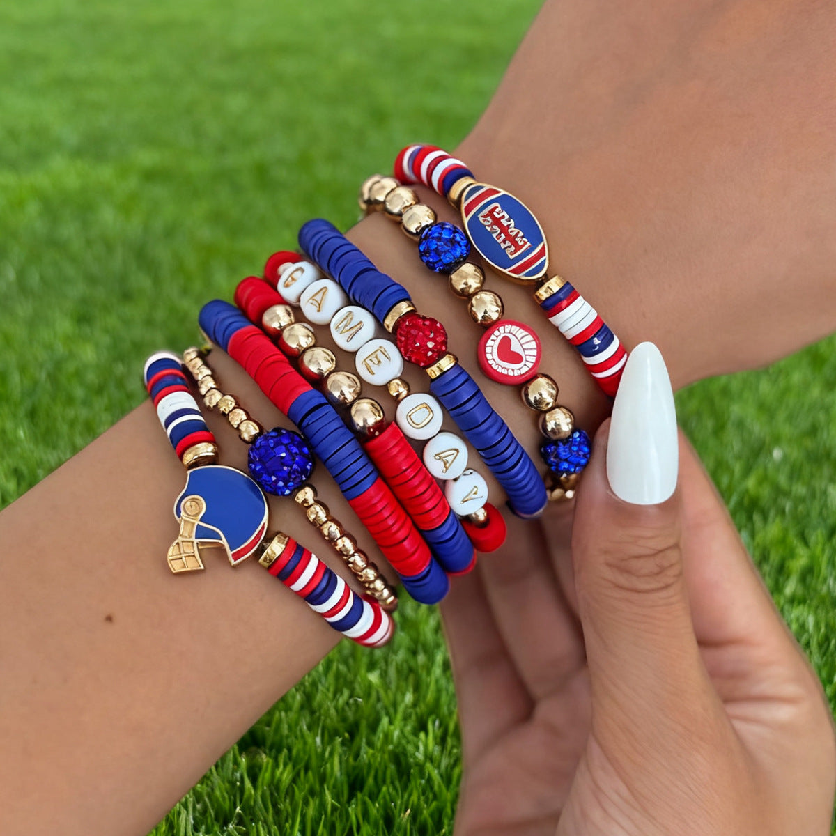 Planderful Football Bracelet Set Vienna Verve Game Day Jewelry For Women Bold Colorful Drip Statement
