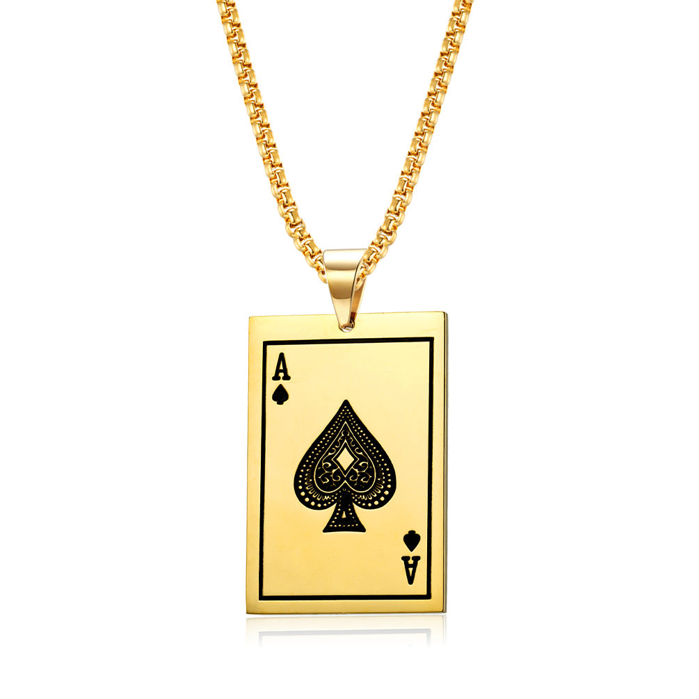 Planderful Playing Card Necklace Titanium Steel Pendant K Spade A Hearts Streetwear Edgy Hip Hop Style For Fashion Fans