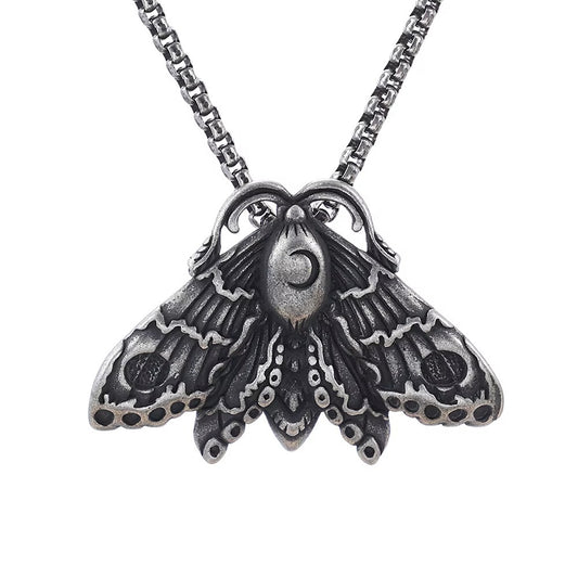 Gothic Skull Butterfly Stainless Steel Men's Pendant Necklace