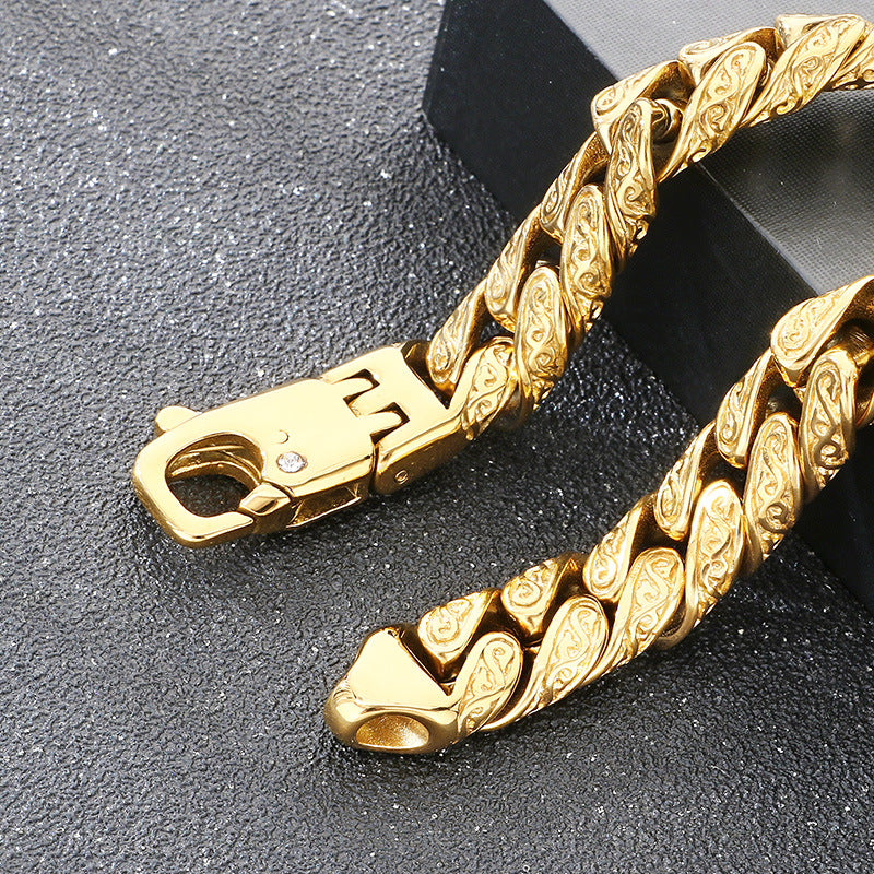 Trends Vacuum Plating Encrypted Cuban Chain Inlaid Zircon Bracelet