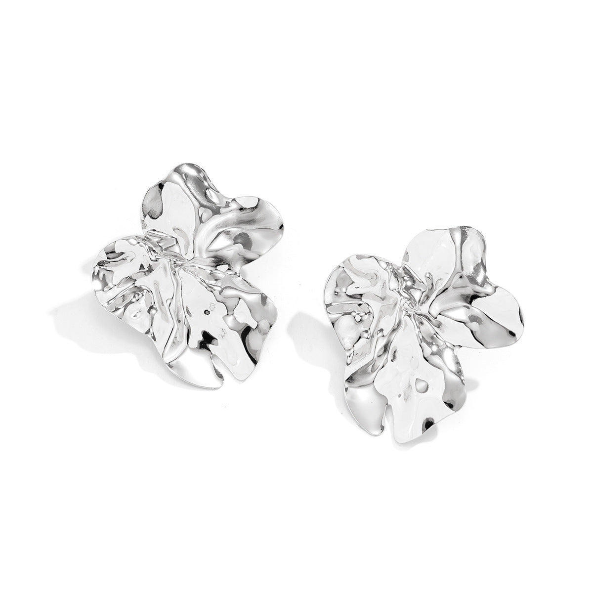 Planderful Vienna Verve Pleated Metal Folding Stud Earrings For Women Versatile Geometric Retro Statement