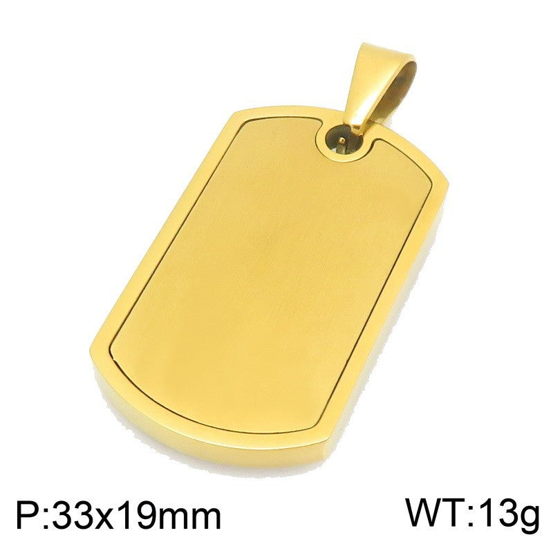 Stainless Steel Men's Army Brand Pendant, Vacuum Electroplating Sand Surface Dog Brand Titanium Necklace