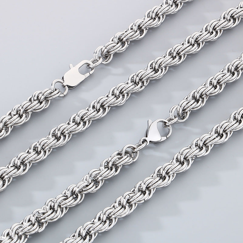 Mens Stainless Steel Twist Circle Necklace Jewelry Style