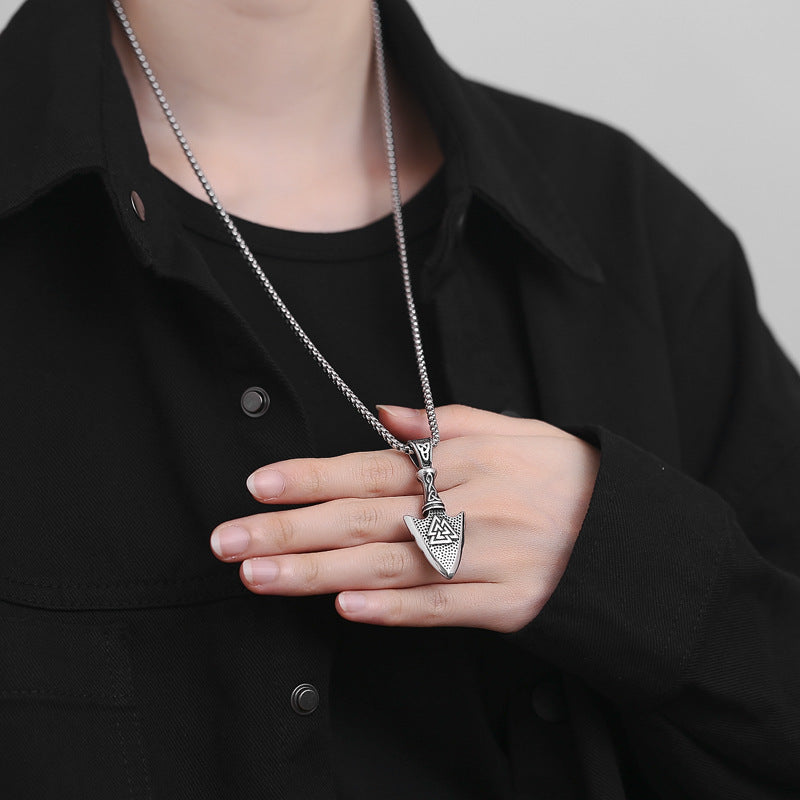 Steel Necklace – Elegant Celtic Knot Arrow Pendant For Men By Planderful Everyday Genie Collection