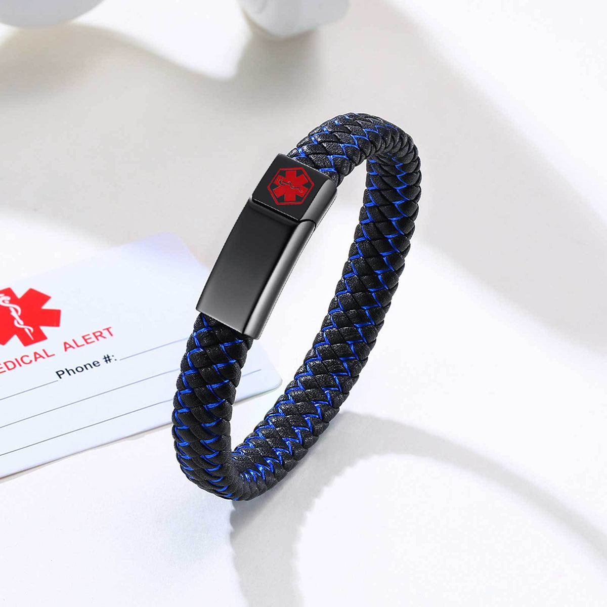 Textured Black Stainless Steel Bracelet for Men