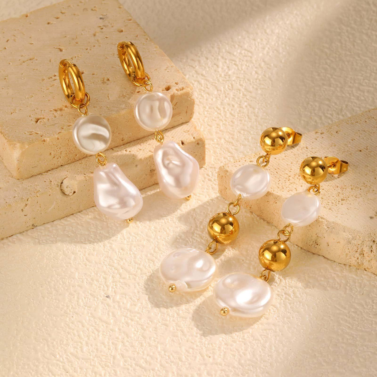 Stainless Steel Pearl Earrings
