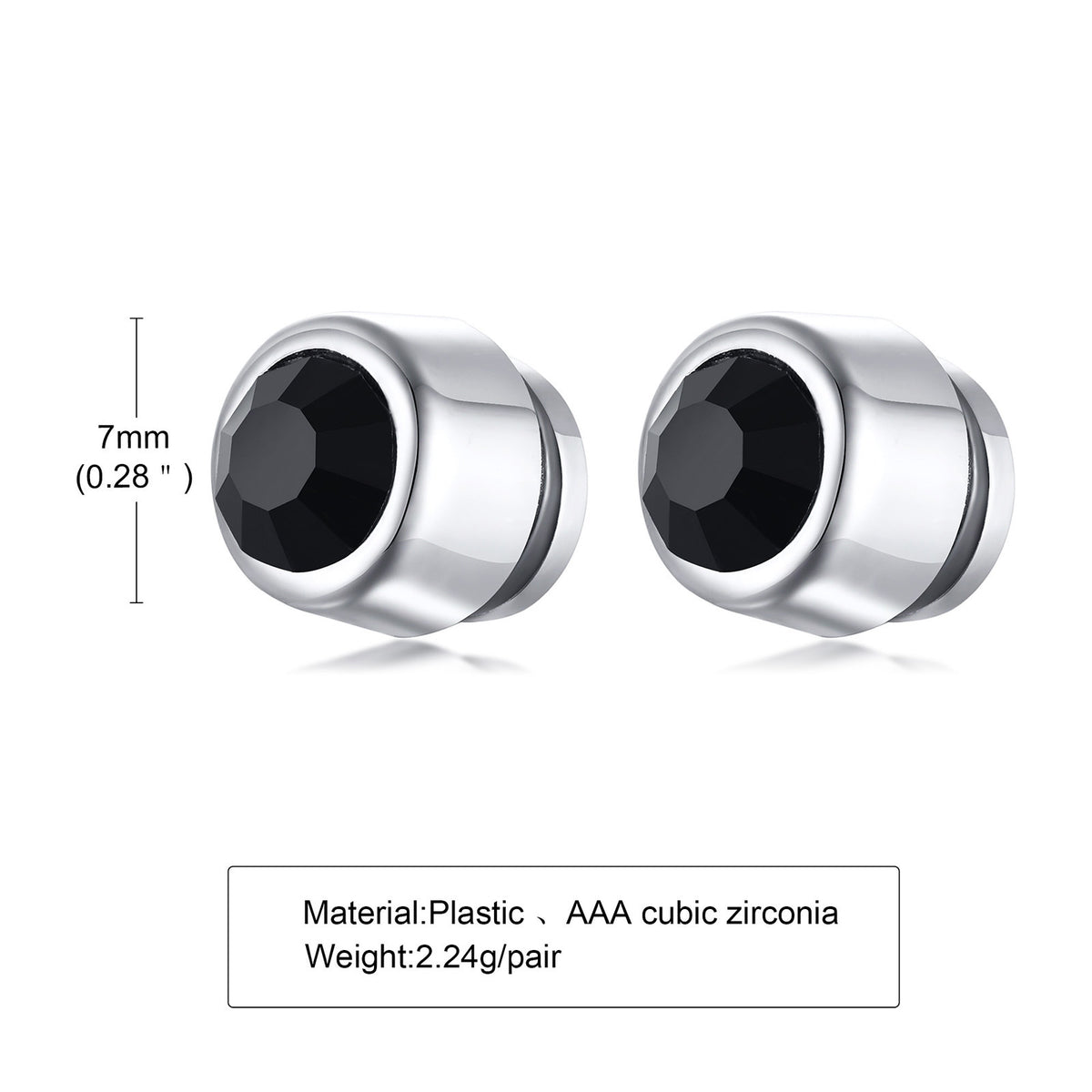 Zircon Single Stud Earring — Clear or Black