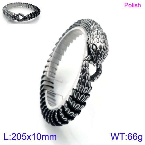 Planderful Zircon Encrusted Snake Bracelet For Men Titanium