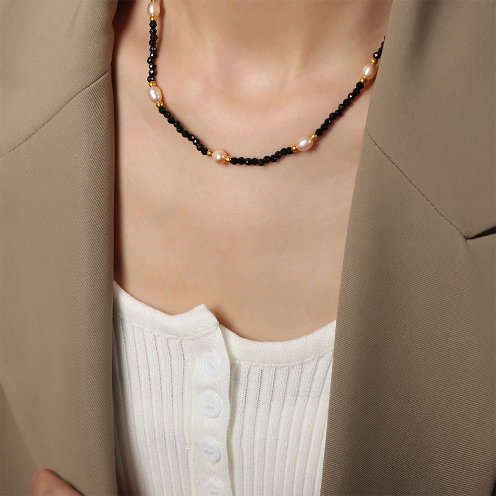 Tianhe Stone and Pearl Handmade Necklace - Middle Ancient Style Luxurious Jewelry