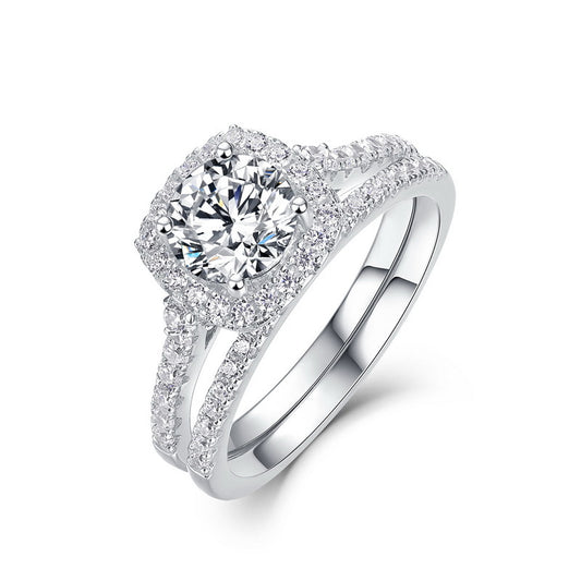 Planderful Classic Moissanite Sterling Silver Ring – 6.5 × 6.5 mm, 1 ct – Style 3