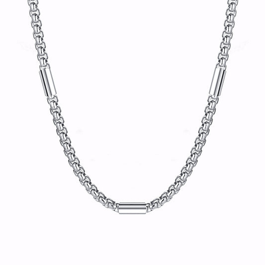 Stainless Steel Square Pearl Chain Thick Necklace for Men
