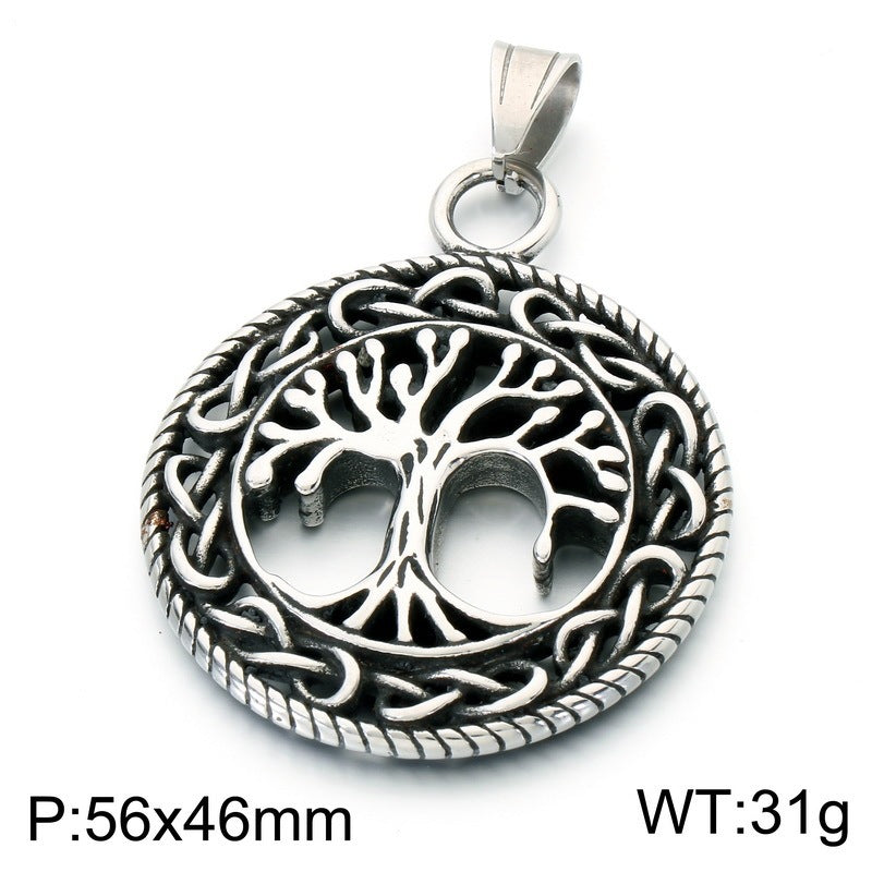 Nordic Viking Tree Of Life Pendant Retro Lion King Faucet Compass Stainless Steel Necklace