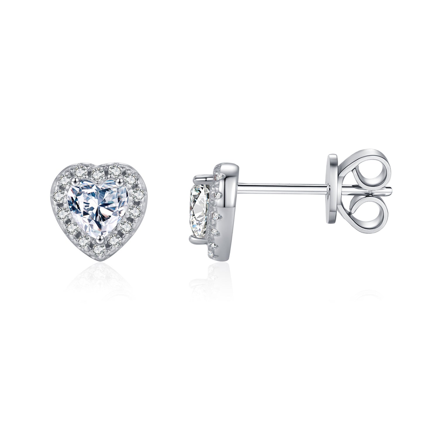 Planderful Moissanite Sparkling Earrings – Heart-Shaped Shining Design