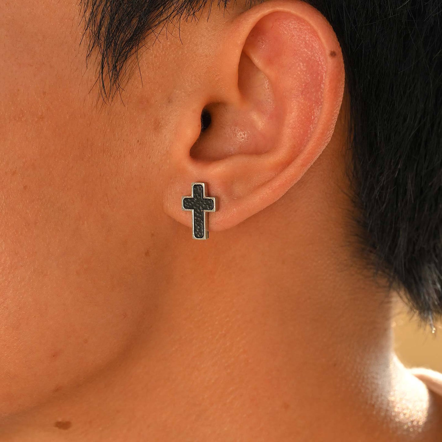 Planderful Men's Stainless Steel Hammer Cross Earrings