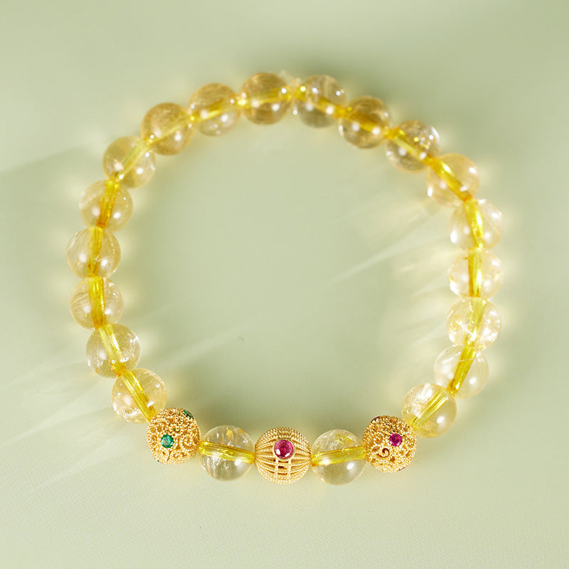 Summer S925 Sterling Silver Bracelet Girls Gift Handmade Citrine