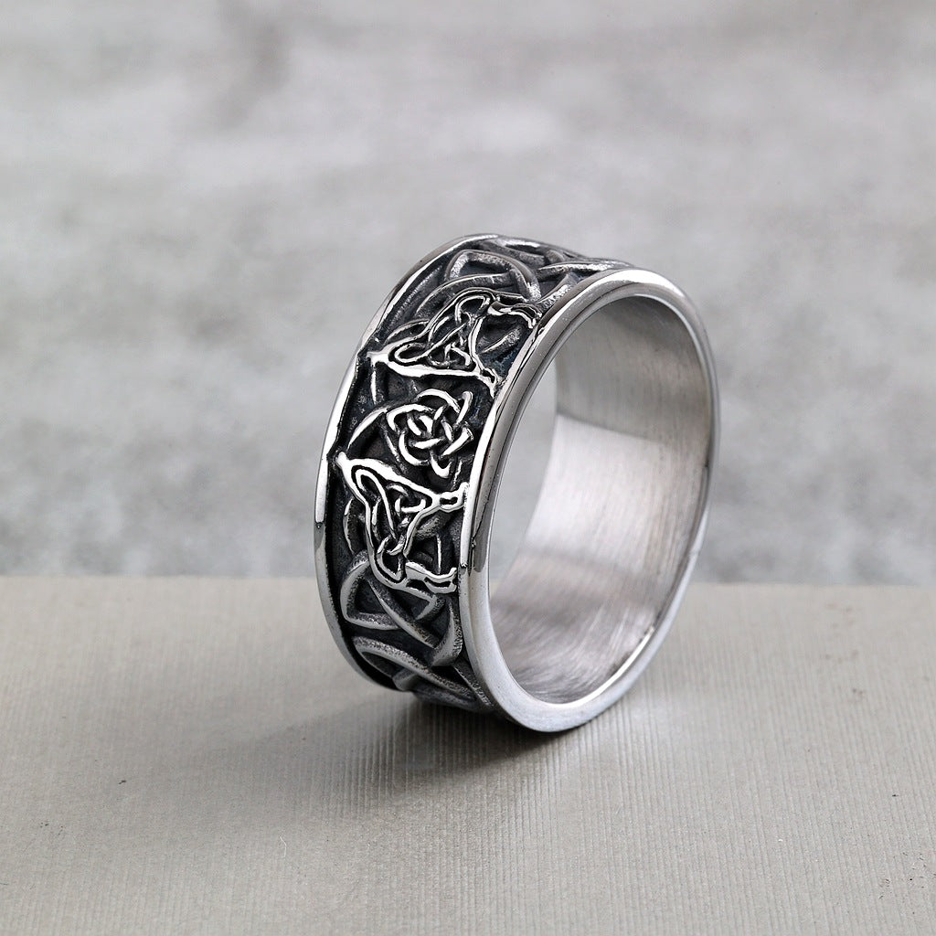 Vintage Viking Wolf Stainless Steel Men's Ring
