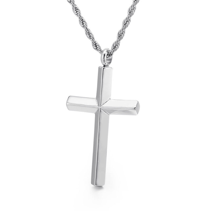 Japan And Korea Electroplated Gold Cross Pendant, Creative Titanium Steel Men's 3mm Necklace