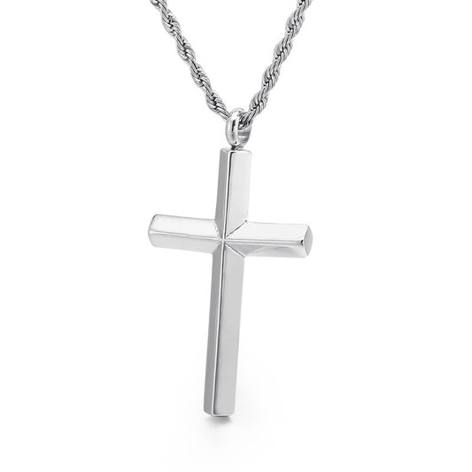 Japan And Korea Electroplated Gold Cross Pendant, Creative Titanium Steel Men's 3mm Necklace