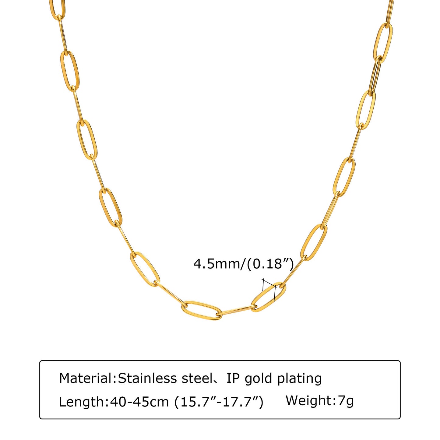 Stainless Steel Flat Cross Chain Necklace Gold Ladies Jewelry