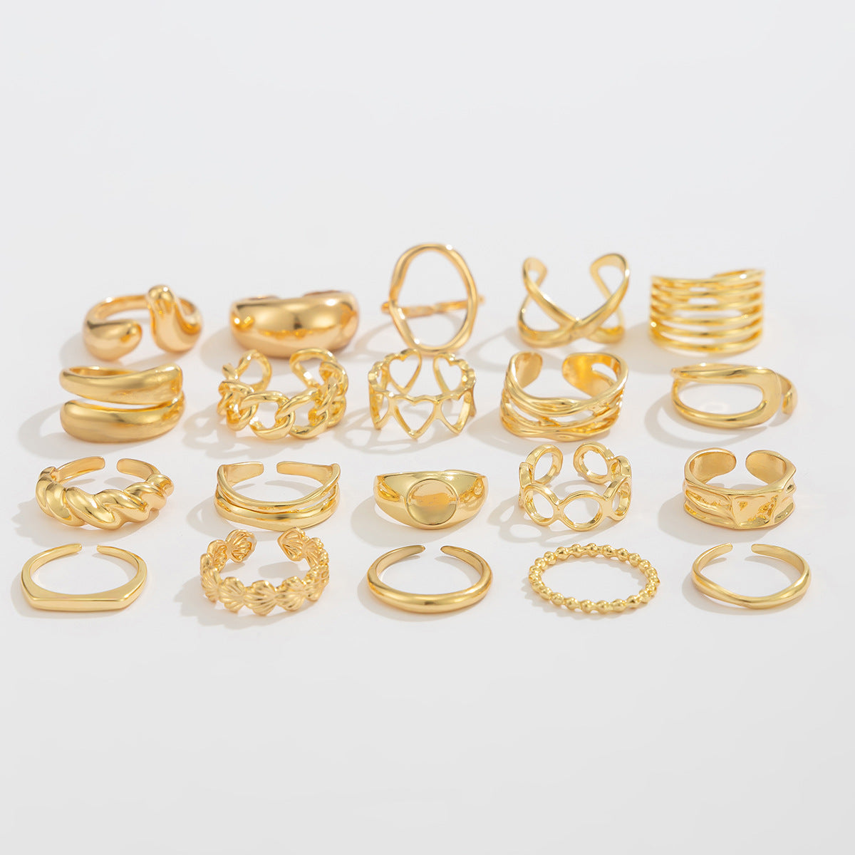 Planderful Vienna Verve Open Ring Set For Women Irregular Smooth Band With Statement Jewelry