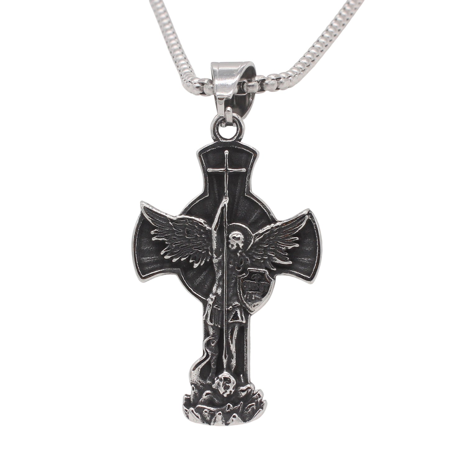 Planderful Jewelry Vintage Angel Wing Cross Pendant In Titanium Steel For Men Collection