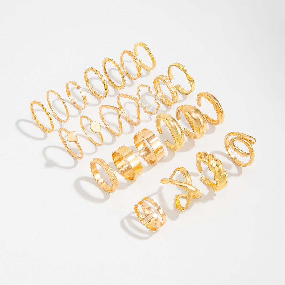 Planderful Vienna Verve Open Ring Set For Women Irregular Smooth Band With Statement Jewelry