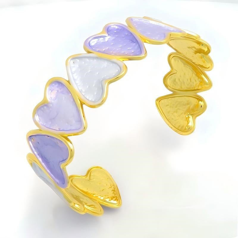 Spring & Summer Color Pearlescent Gradual Change Dripping Oil Love Open Bracelet