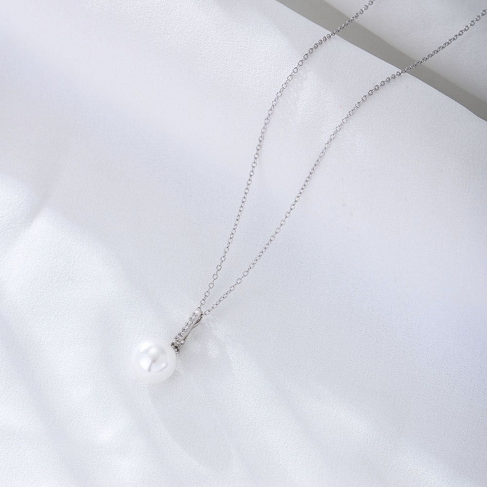 And Zircon Pendant S925 Sterling Silver Pearl Necklace
