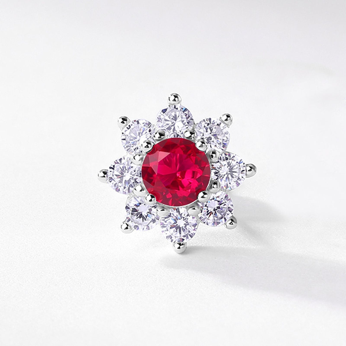 S925 Sterling Silver Lab-Grown Gemstone Sunflower Stud Earrings