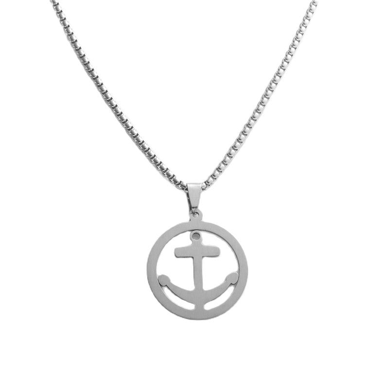 Personalized Retro Titanium Steel Boat Anchor Pendant Necklace for Men
