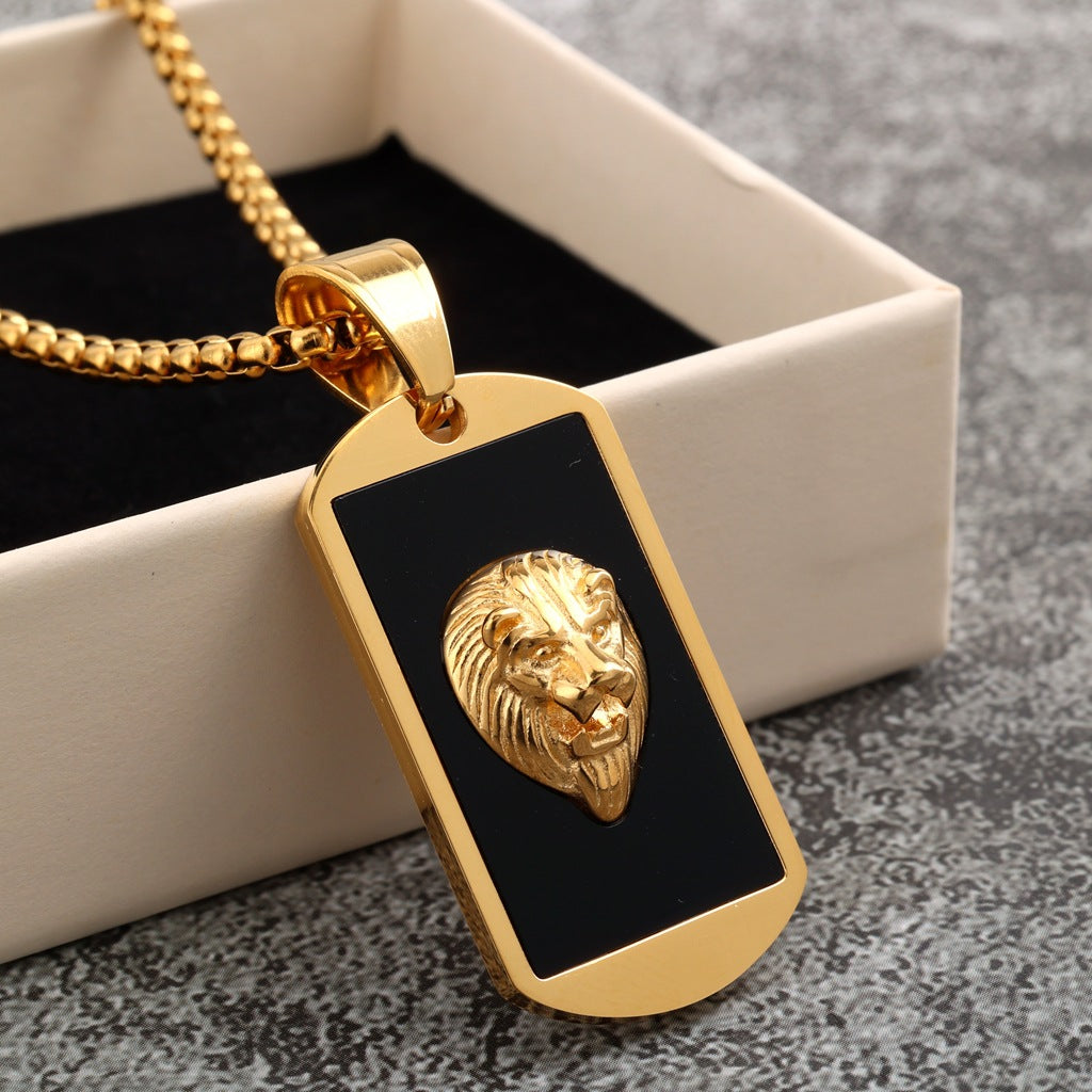 Vintage Lion Stainless Steel Pendant Necklace