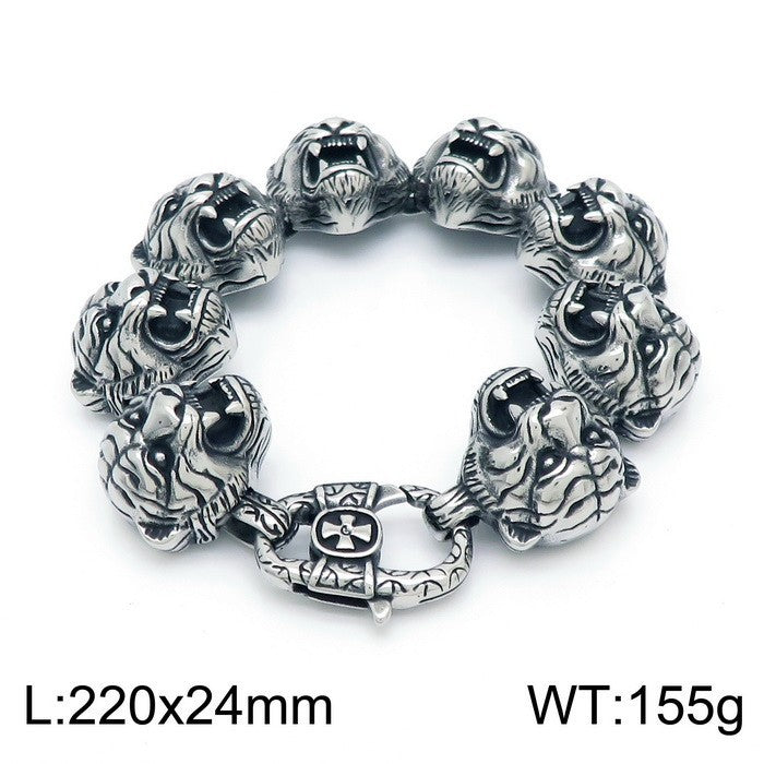 Planderful Zodiac Tiger Head Retro Titanium Bracelet Men