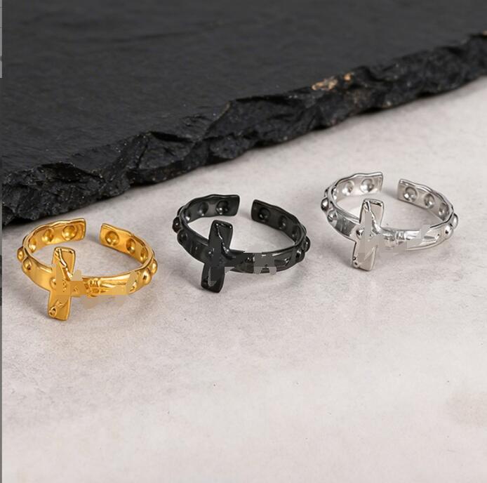 Stainless Steel Cool Sa Atmosphere Explosion Cross Open Ring