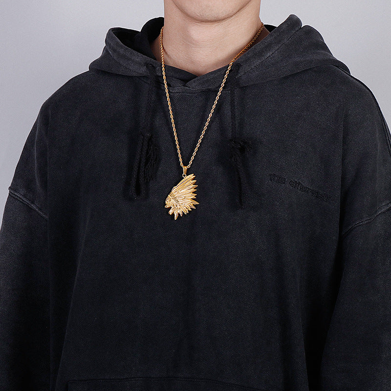Titanium Steel Half Face Pendant with Hip Hop Rock Vibes
