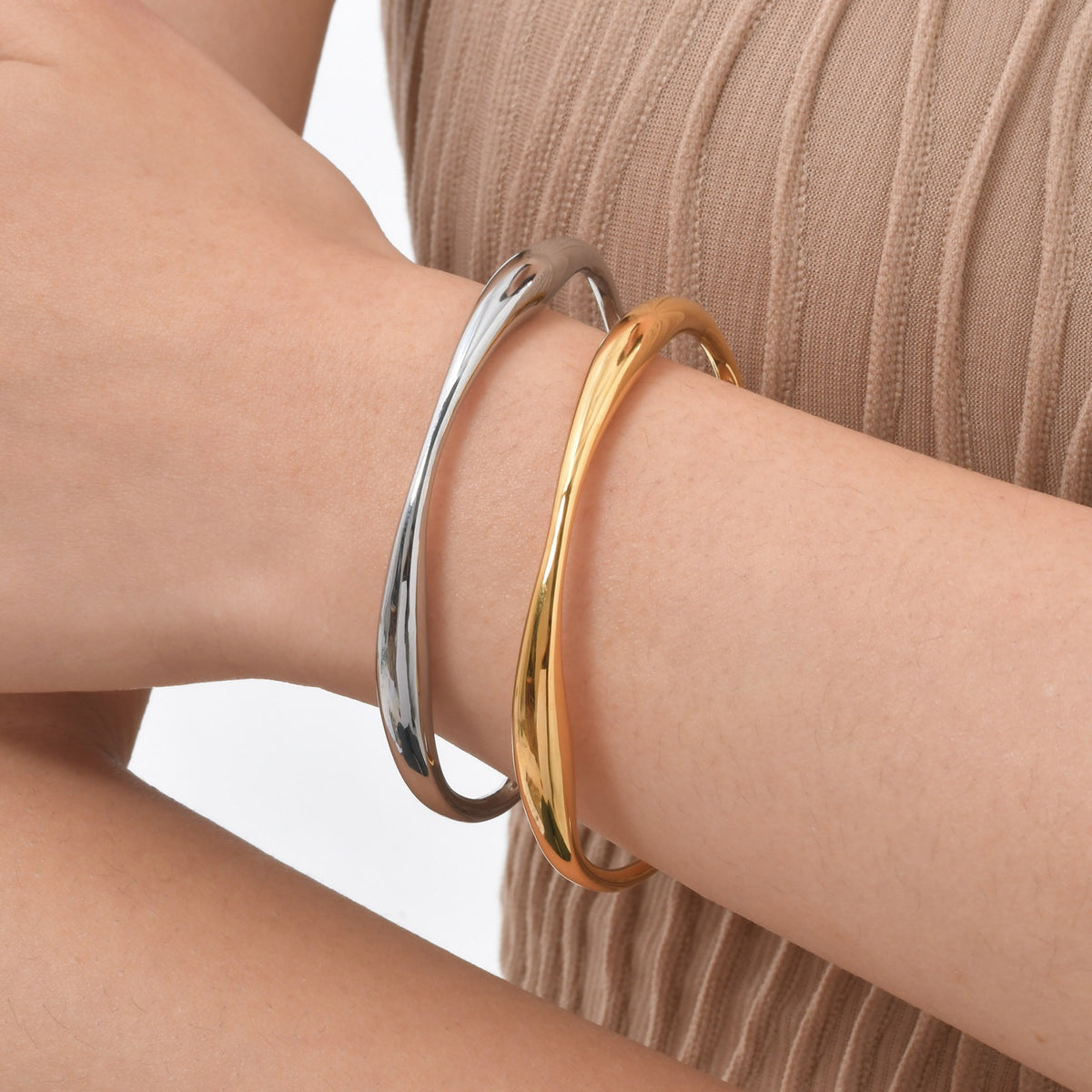 Geometric Adjustable Stainless Steel Bracelet for Women