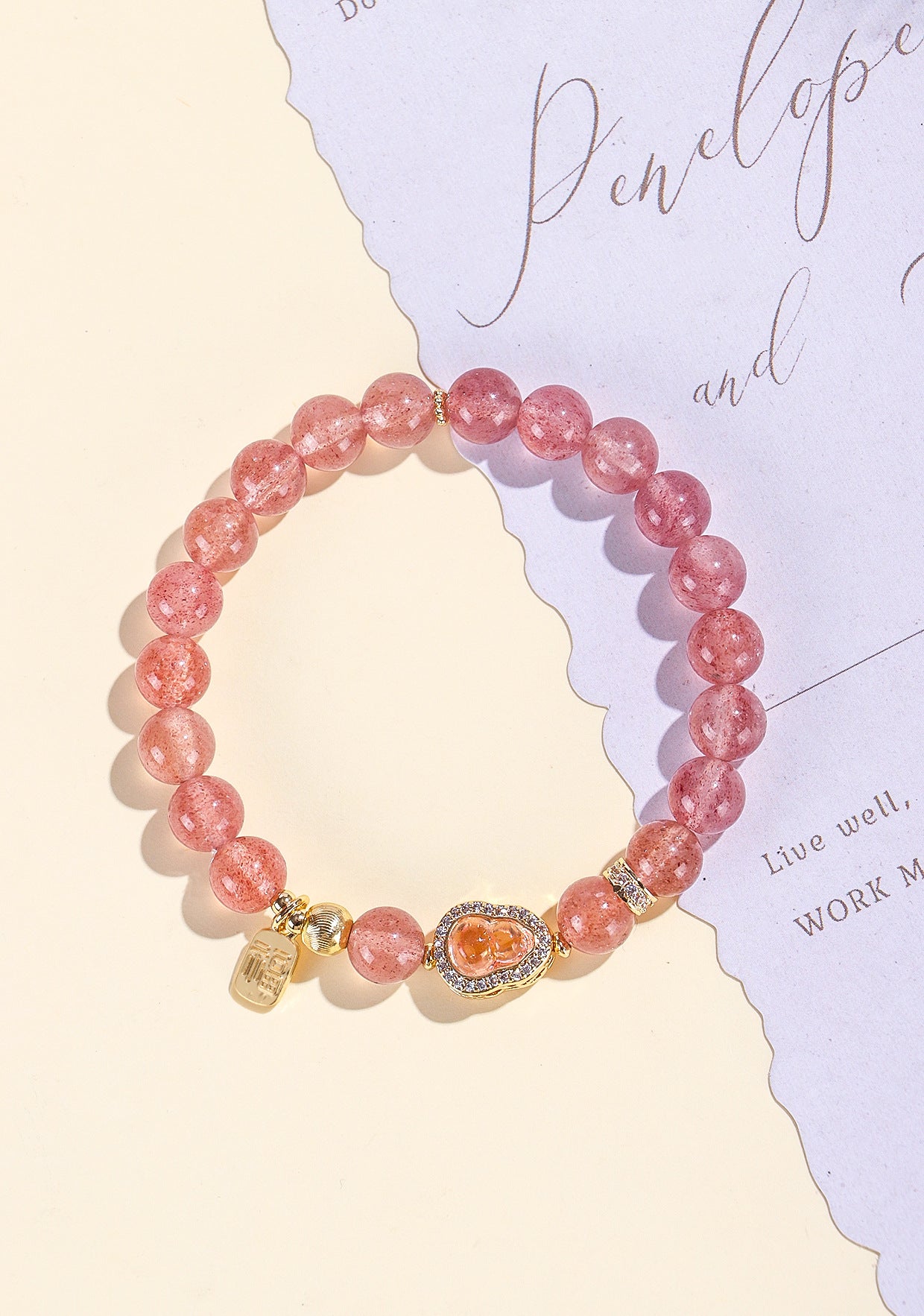 Planderful Fortune's Favor Bracelet – Fresh and Sweet Strawberry Crystal Beads