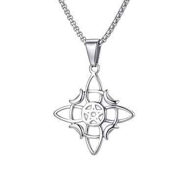 Celtic Knot Star & Moon Stainless Steel Pendant