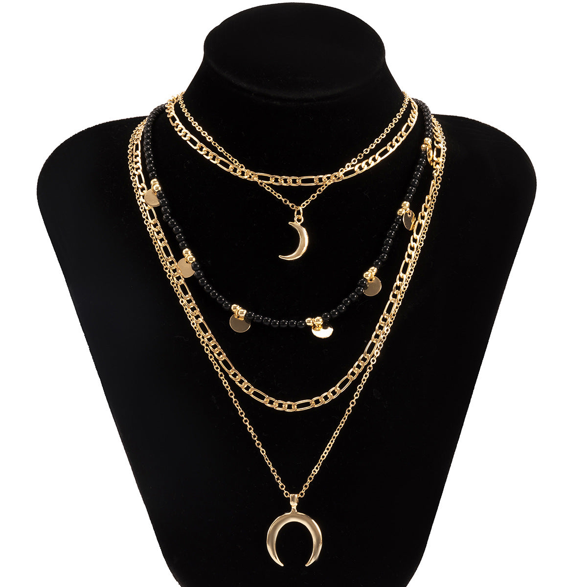 Moon Pendant Necklace Beaded Multi Layer Design By Planderful Vienna Verve For Women Bold Statement Jewelry