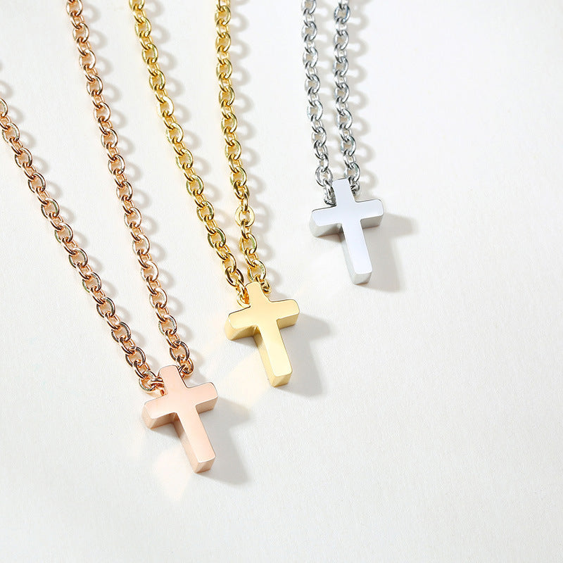 Titanium Steel Pendant for Women Simple Cross Necklace Gift