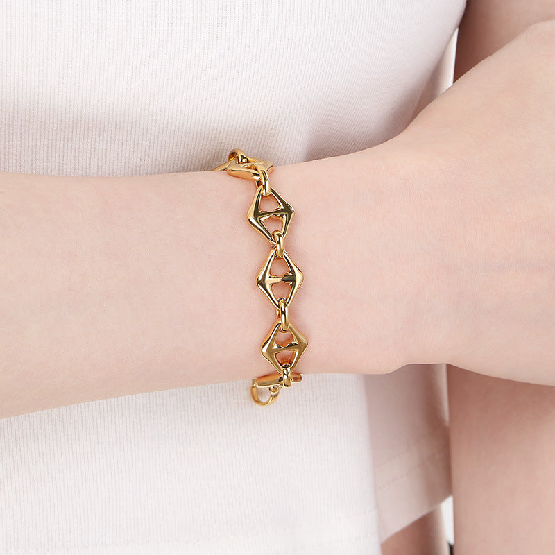 Planderful Unisex Titanium Stainless Steel Rhombus Bracelet