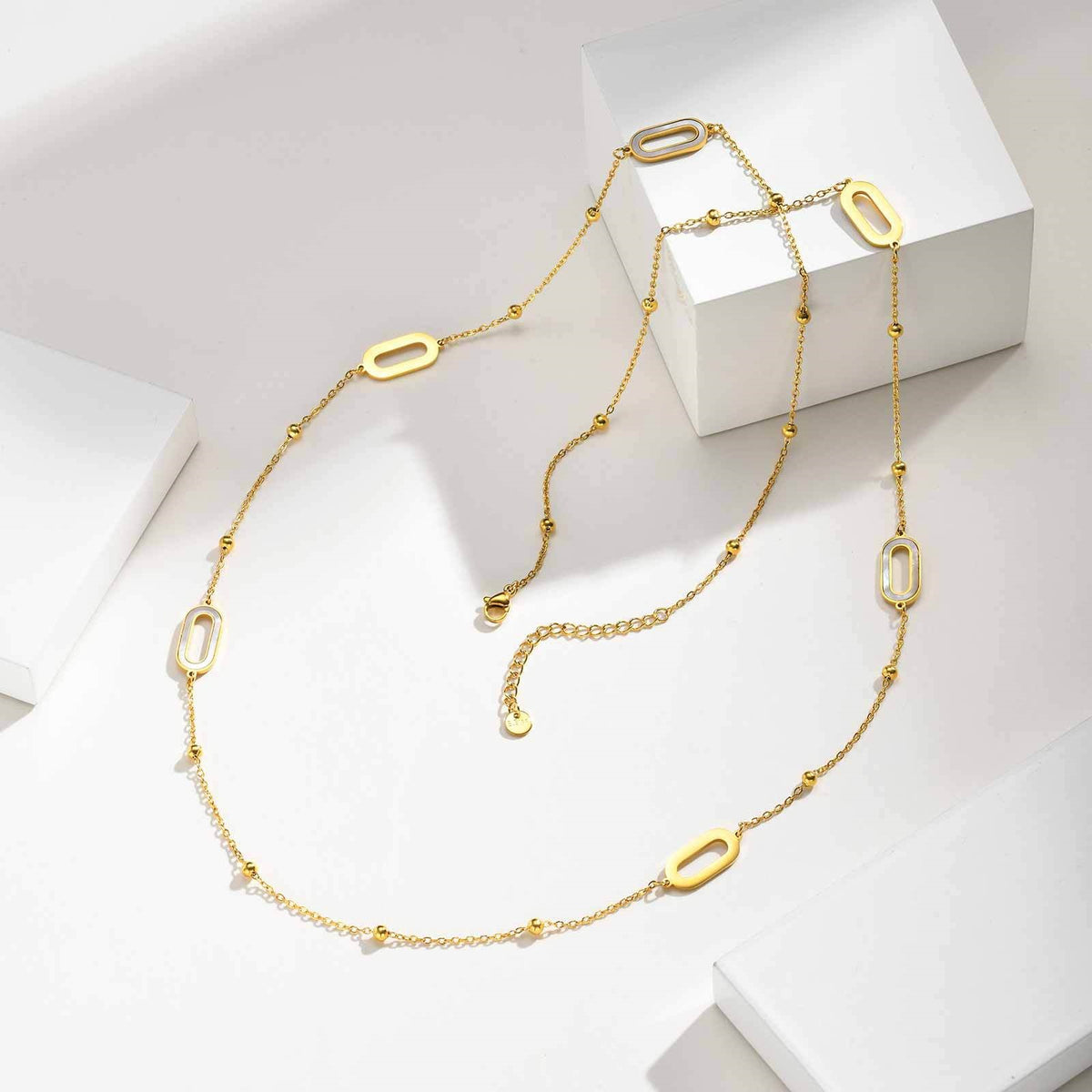 Sugar Cube Dopamine Super Flash Necklace Titanium Steel Water Droplet Geometric Design