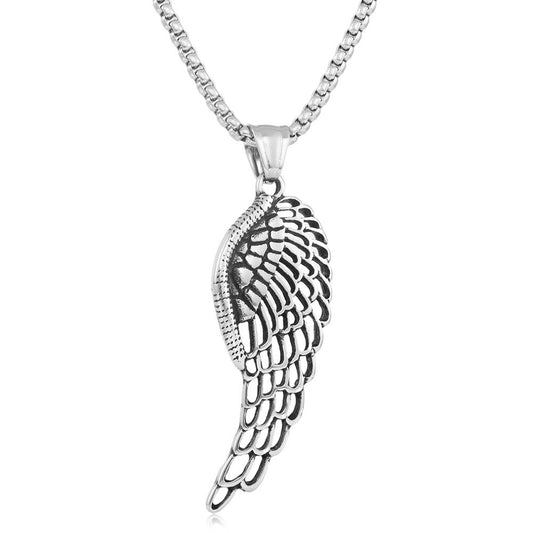 European And American Stainless Steel Feather Wing Pendant