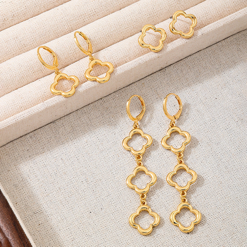 Planderful Vienna Verve Earrings Set – Exquisite Four-Leaf Clover Design