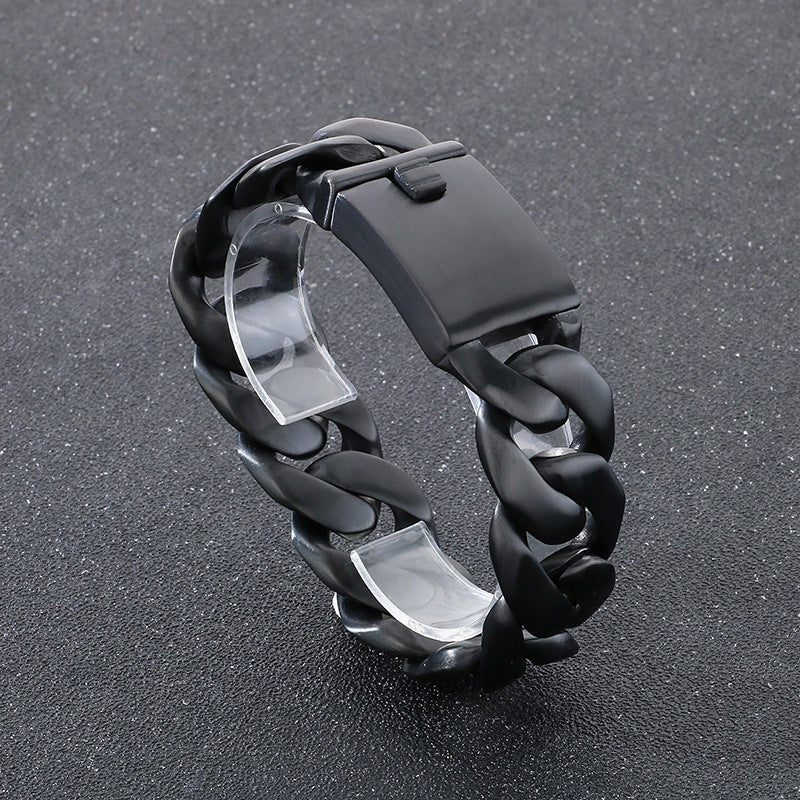 Planderful Mens Titanium Steel Cuban Chain Bracelet