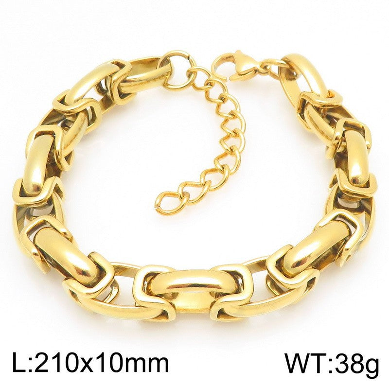 Back Chain Bracelet – Hip Hop 10mm Oval Emperor Chain Stainless Steel Men's Bracelet