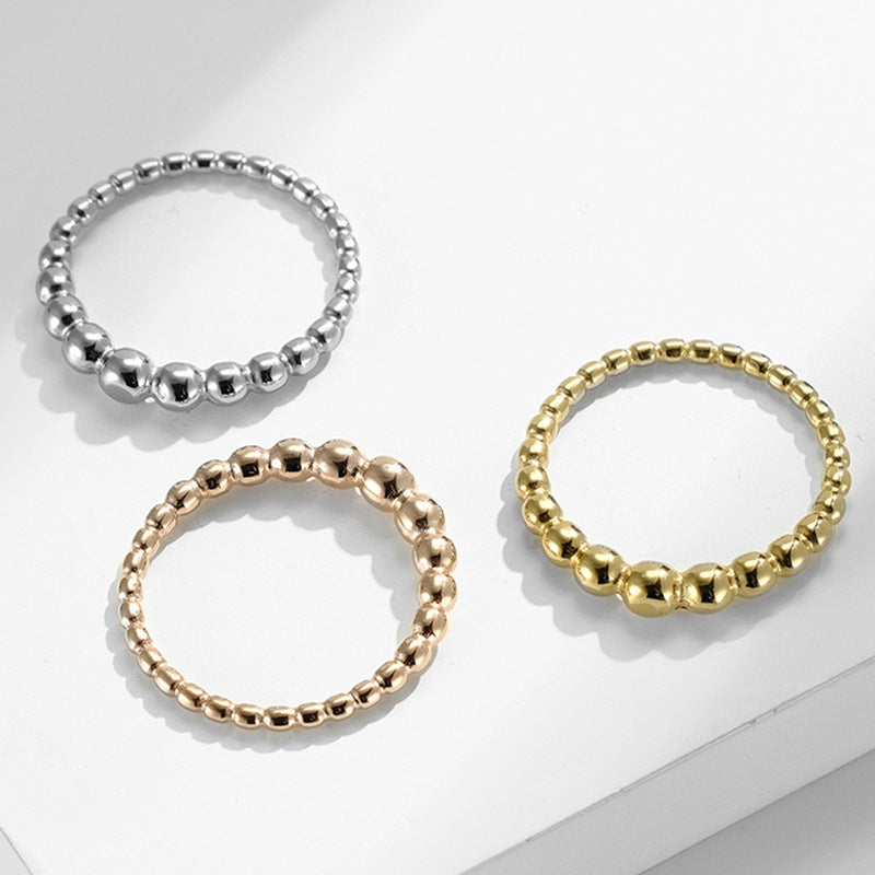 Gender-Neutral Clothing – Brand Style Irregular Round Bead Stainless Steel Women's Ring