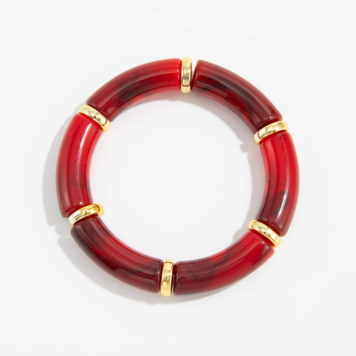 Planderful Vienna Verve Burgundy Elastic Bracelet For Women Irregular Smudge Design Statement Jewelry