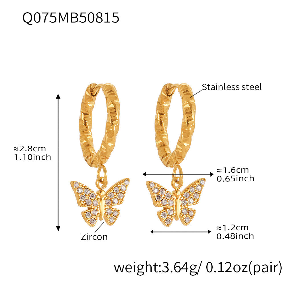 Planderful Zircon Earrings Butterfly Pendant For Fairy Fans