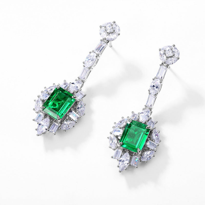 S925 Sterling Silver Lab-Grown Gemstone Signature Stud Earrings